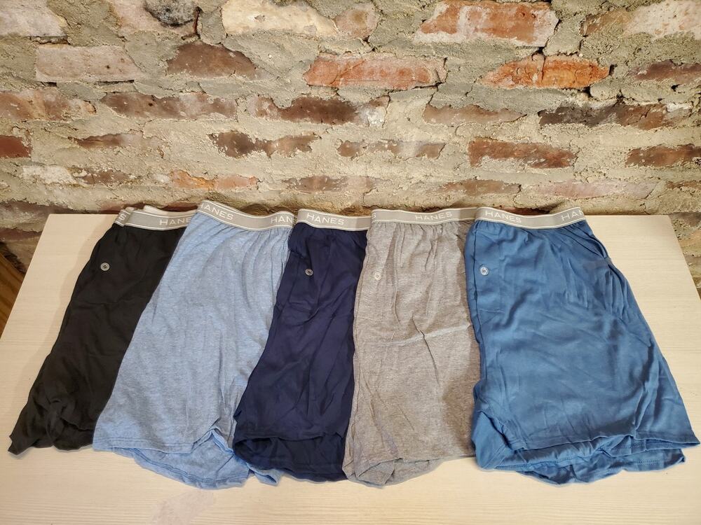 Hanes Mens Boxer Shorts Lot 5 Pack Size L Multicolor Comfort Flex Cotton Loose